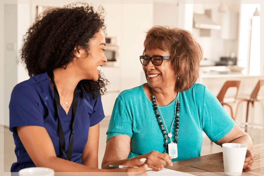 Caregiver reading to client